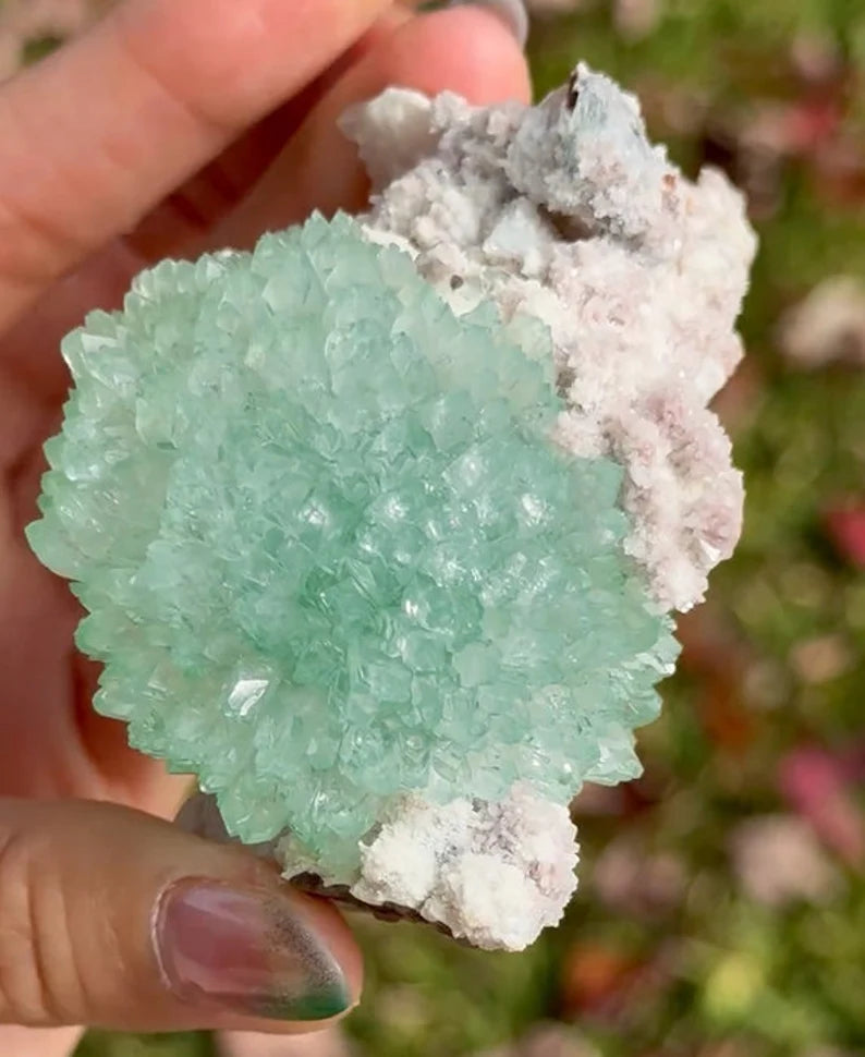 Green India Apophylite flower